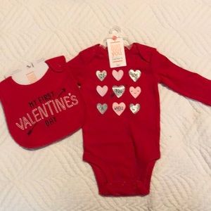 NWT Valentine’s Day onesie with bib bundle